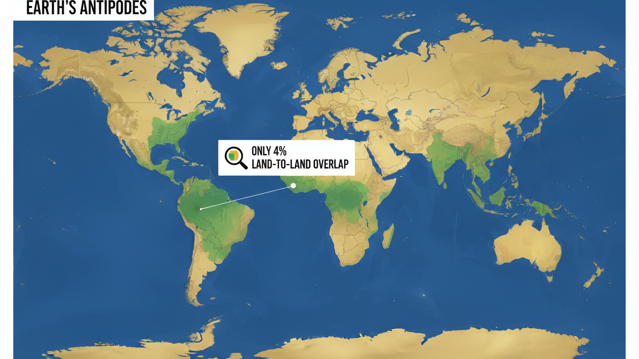 Land vs Ocean Antipodes: Why Only 4% of Earth Has Land-to-Land Opposites