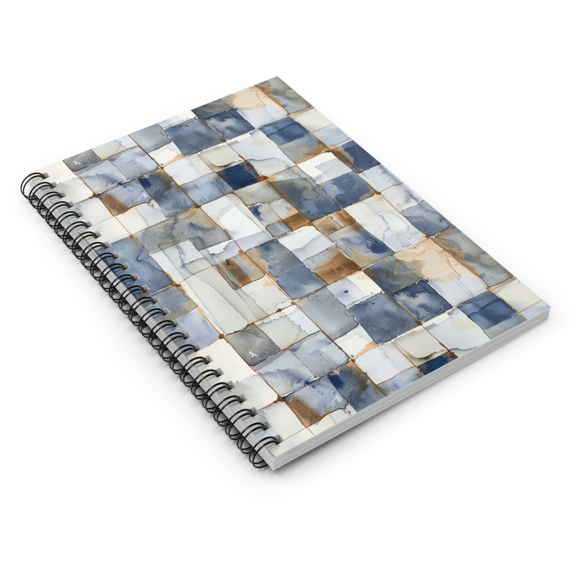 ANTIPODE Spiral Notebook — Watercolor Tile Grid Pattern, Mosaic Wash S ...
