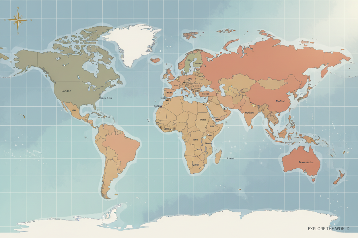 full page global map of cities