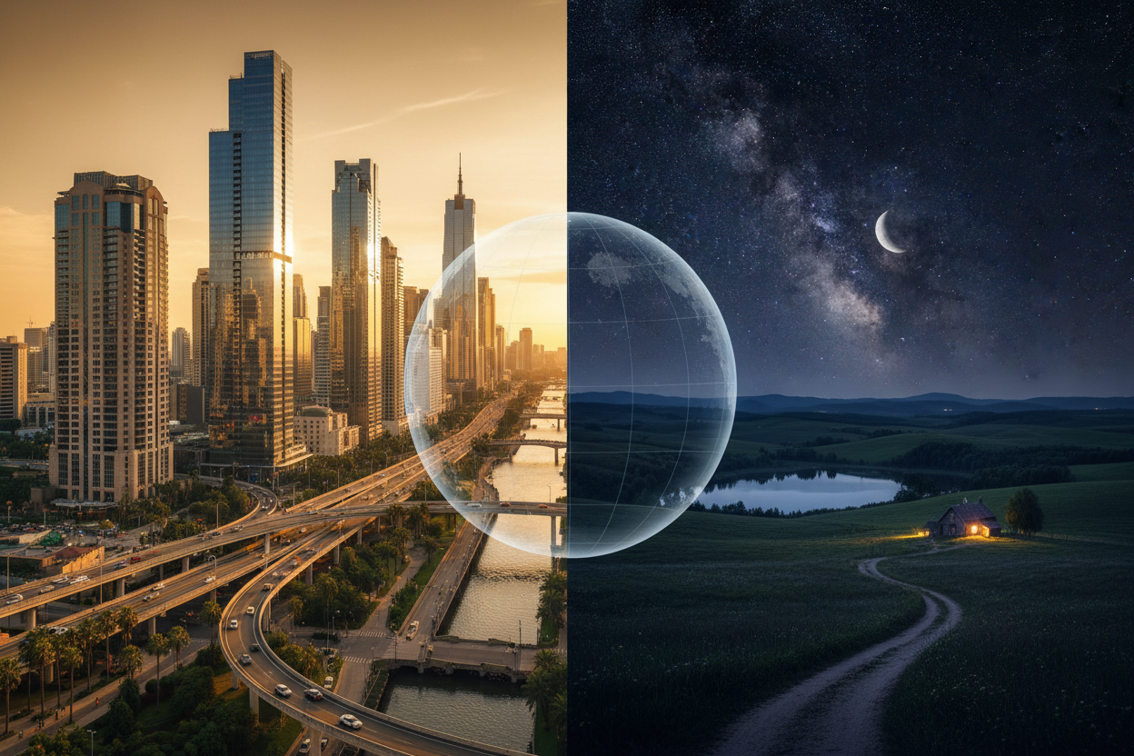 photo realistic image representing Opposite Side Of The World